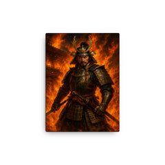 Akechi Mitsuhide at Honnō ji flames canvas print on a plain backdrop in size 12"x16".
