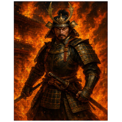 Akechi Mitsuhide at Honnō ji flames jigsaw puzzle
