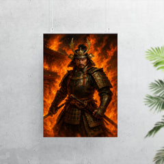 Akechi Mitsuhide at Honnō ji flames poster 7