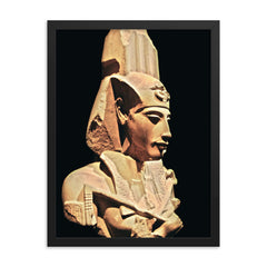 Akhenaten framed print on a plain backdrop in size 18"x24".