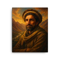 Akhmad Shah Massoud in Panjshir valley light canvas print on a plain backdrop in size 16"x20".