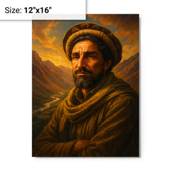 Akhmad Shah Massoud in Panjshir valley light metal print on a plain backdrop in size 12"x16".