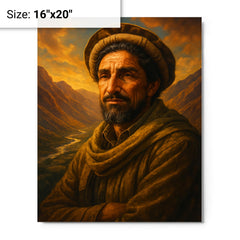 Akhmad Shah Massoud in Panjshir valley light metal print on a plain backdrop in size 16"x20".