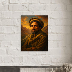 Akhmad Shah Massoud in Panjshir valley light metal print mockup