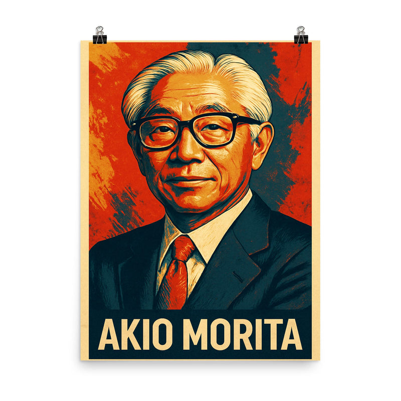 Akio Morita poster on a plain backdrop in size 8