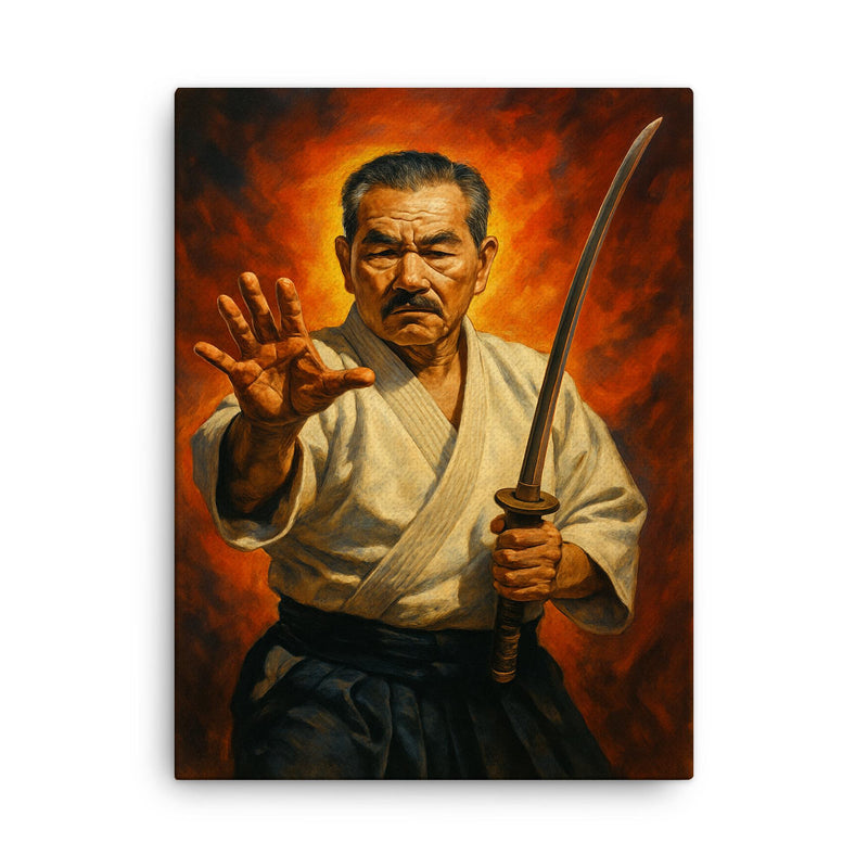 Akira Tohei canvas print on a plain backdrop in size 18