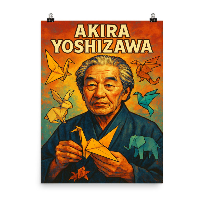 Akira Yoshizawa poster on a plain backdrop in size 8