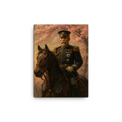 Akiyama Yoshifuru cavalry general under cherry ash canvas print on a plain backdrop in size 12"x16".