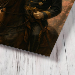 Akiyama Yoshifuru cavalry general under cherry ash metal print mockup