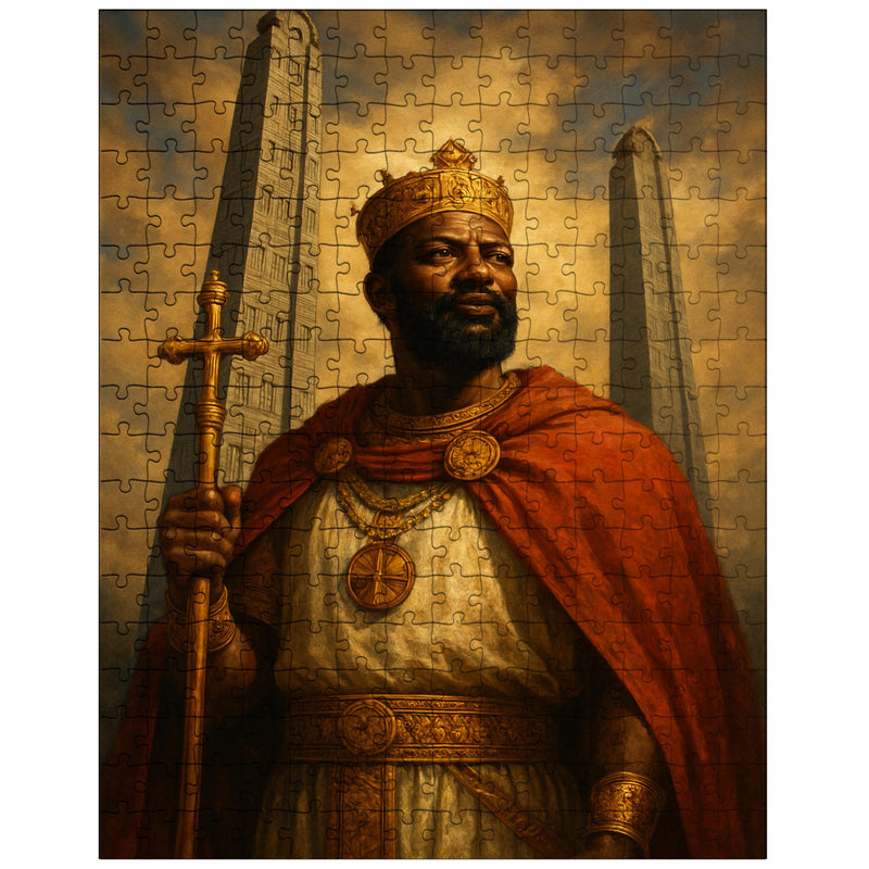 Aksumite king Ezana beneath carved stelae jigsaw puzzle