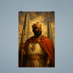 Aksumite king Ezana beneath carved stelae poster 9