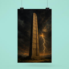 Aksumite obelisk beneath thunderous Ethiopian sky poster 6