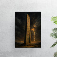 Aksumite obelisk beneath thunderous Ethiopian sky poster 7