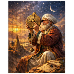 Al Biruni measuring Earth with astrolabe jigsaw puzzle