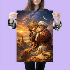 Al Biruni measuring Earth with astrolabe poster 3