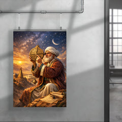 Al Biruni measuring Earth with astrolabe poster 4