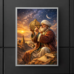 Al Biruni measuring Earth with astrolabe poster 5