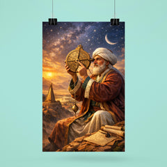 Al Biruni measuring Earth with astrolabe poster 6