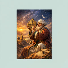 Al Biruni measuring Earth with astrolabe poster 8