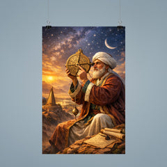 Al Biruni measuring Earth with astrolabe poster 9