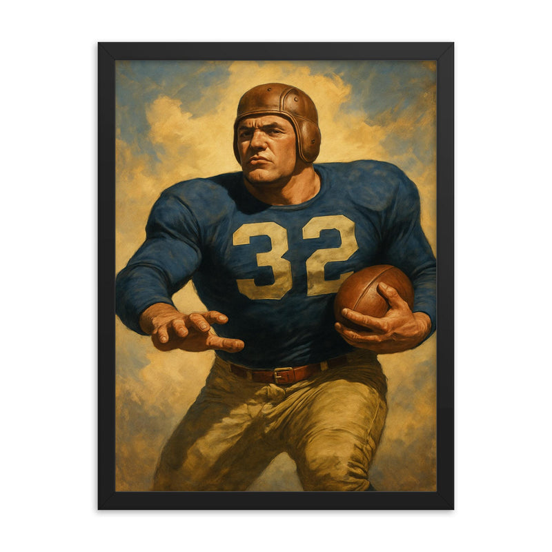 Al Blozis framed print on a plain backdrop in size 18