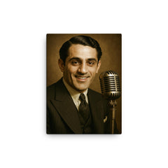 Al Bowlly portrait canvas print on a plain backdrop in size 12"x16".