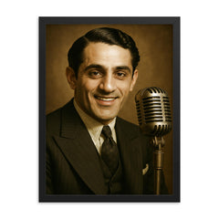 Al Bowlly portrait framed print on a plain backdrop in size 18"x24".