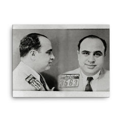 Al Capone mugshot, 1931 canvas print on a plain backdrop in size 18"x24".