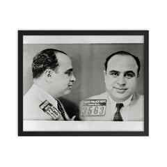 Al Capone mugshot, 1931 framed print on a plain backdrop in size 16"x20".