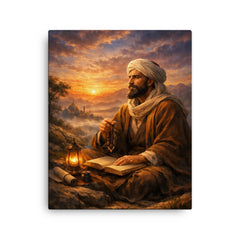 Al Ghazali after spiritual crisis at dawn canvas print on a plain backdrop in size 16"x20".