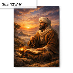 Al Ghazali after spiritual crisis at dawn metal print on a plain backdrop in size 12"x16".
