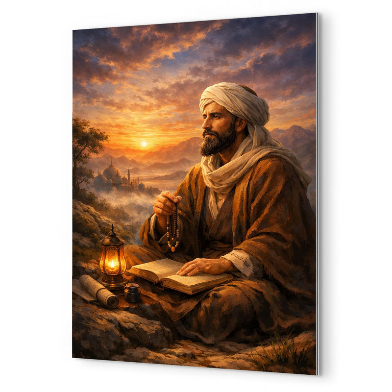 Al Ghazali after spiritual crisis at dawn metal print mockup