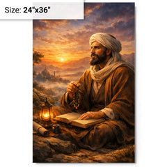 Al Ghazali after spiritual crisis at dawn metal print on a plain backdrop in size 24"x36".