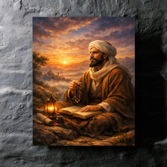Al Ghazali after spiritual crisis at dawn metal print mockup