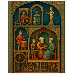 Al Jazari automaton workshop cross section in jeweled detail jigsaw puzzle