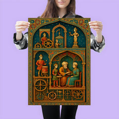 Al Jazari automaton workshop cross section in jeweled detail poster 3