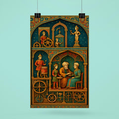 Al Jazari automaton workshop cross section in jeweled detail poster 6