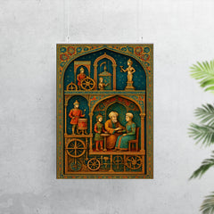 Al Jazari automaton workshop cross section in jeweled detail poster 7