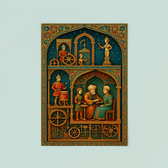 Al Jazari automaton workshop cross section in jeweled detail poster 8