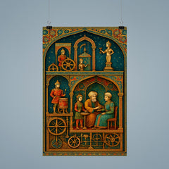 Al Jazari automaton workshop cross section in jeweled detail poster 9