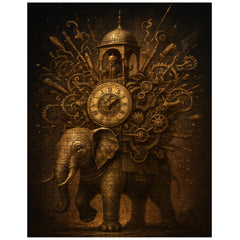 Al Jazari elephant clock exploding with intricate mechanisms jigsaw puzzle