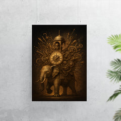 Al Jazari elephant clock exploding with intricate mechanisms poster 7