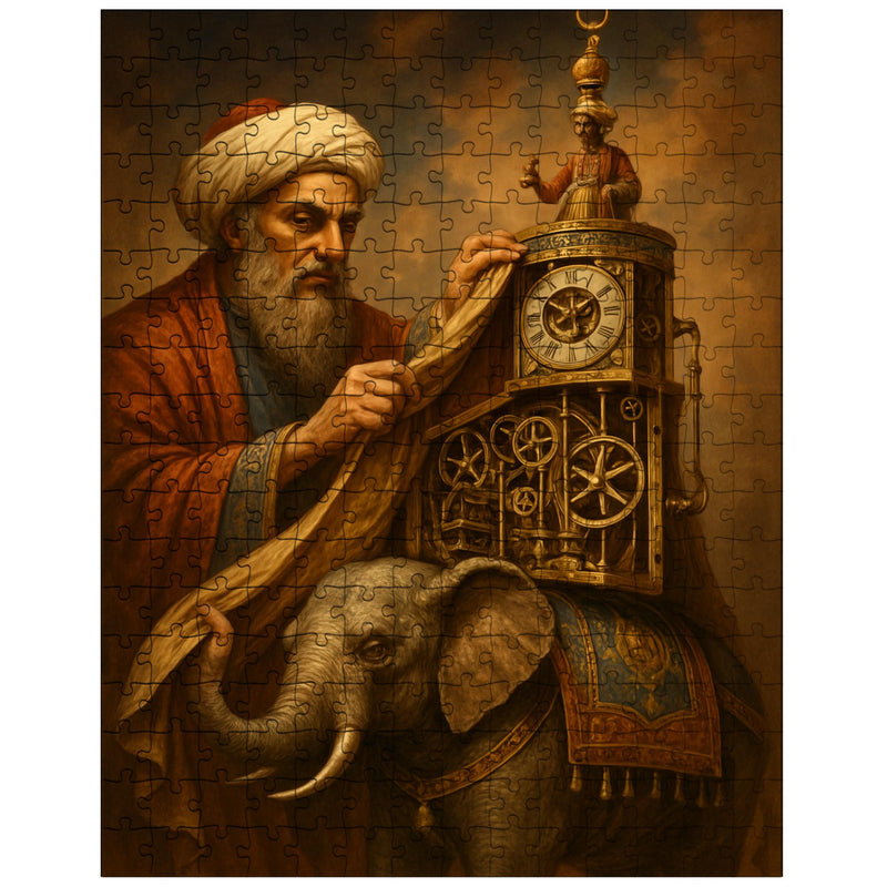 Al Jazari unveiling elephant clock mechanisms jigsaw puzzle