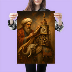 Al Jazari unveiling elephant clock mechanisms poster 3