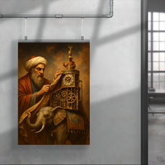 Al Jazari unveiling elephant clock mechanisms poster 4