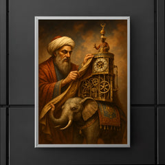 Al Jazari unveiling elephant clock mechanisms poster 5