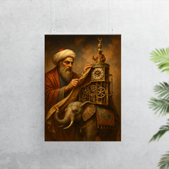 Al Jazari unveiling elephant clock mechanisms poster 7