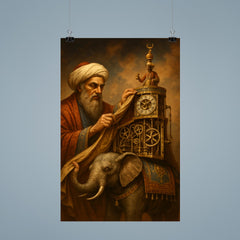 Al Jazari unveiling elephant clock mechanisms poster 9