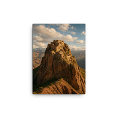 Alamut Castle Iran canvas print on a plain backdrop in size 12"x16".