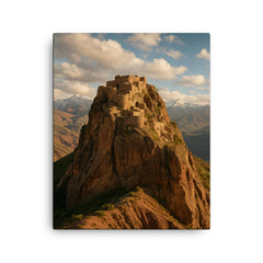 Alamut Castle Iran canvas print on a plain backdrop in size 16"x20".